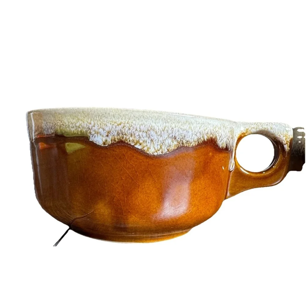 Monmouth Western Stoneware Brown Drip Pottery‎ Soup Chili Bowl Mugs Set of 4 VTG